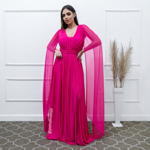 VESTIDO TRES LISTRAS PEQUENAS COM CAPA
